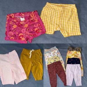 6-12m (2) Girl Shorts, (2) Pants, (8) Leggings Bundle